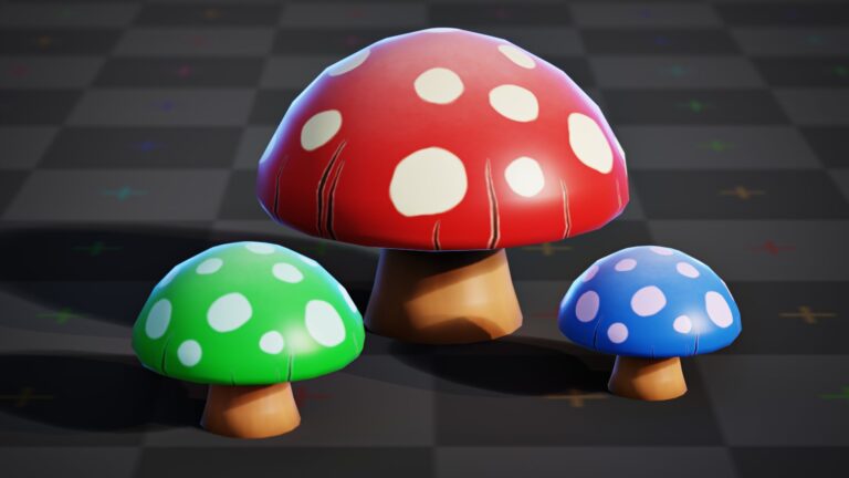 low-poly-hand-painted-mushrooms