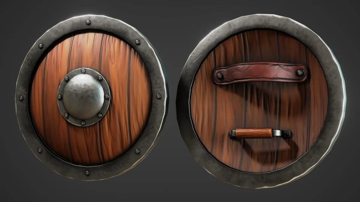 crafting-a-game-ready-low-poly-stylized-hand-painted-shield-3d-model-in-blender