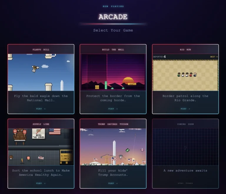 white-house-launches-arcade-gov-featuring-maga-themed-video-game-reimagining-of-classic-titles
