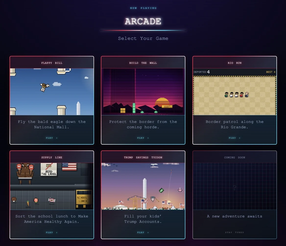 white-house-launches-arcade-gov-featuring-maga-themed-video-game-reimagining-of-classic-titles